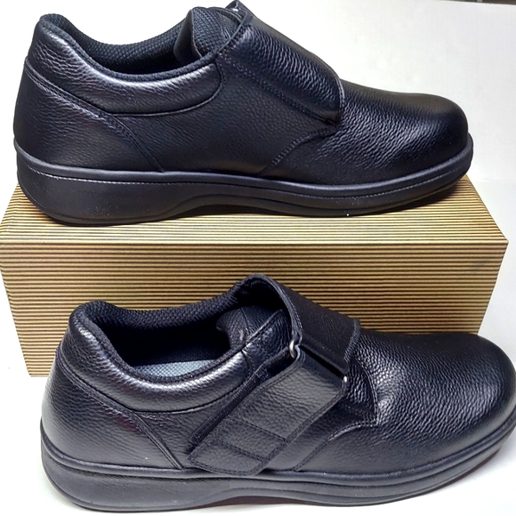 Men 14 Narrow Diabetic Leather Shoes Style Broadway by Orthofeet - Picture 1 of 14